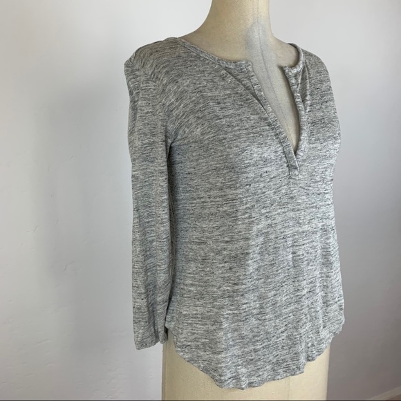 Athleta Heathered Grey Linen Tee - Picture 3 of 8